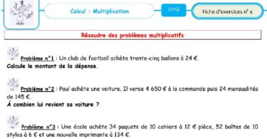 exercice avec multiplication cm2