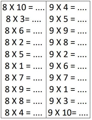 multiplication 8 et 9