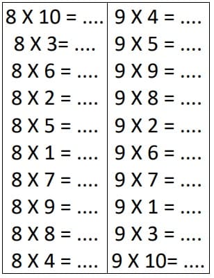 multiplication 8 et 9