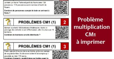 Problème multiplication cm1 à imprimer