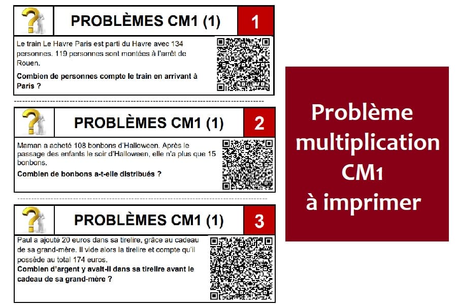 Problème multiplication cm1 à imprimer