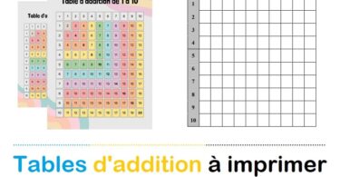 tables d'addition à imprimer