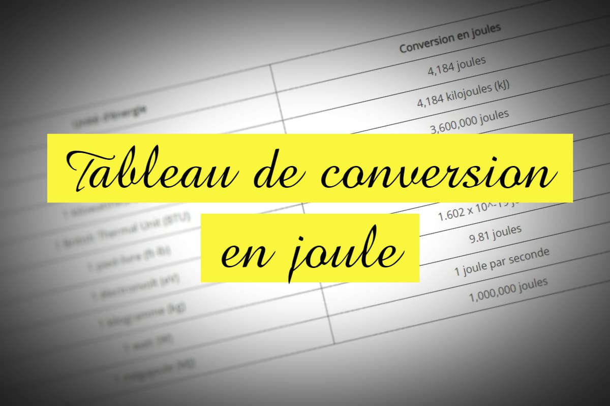 Tableau de conversion en joule Prof Innovant