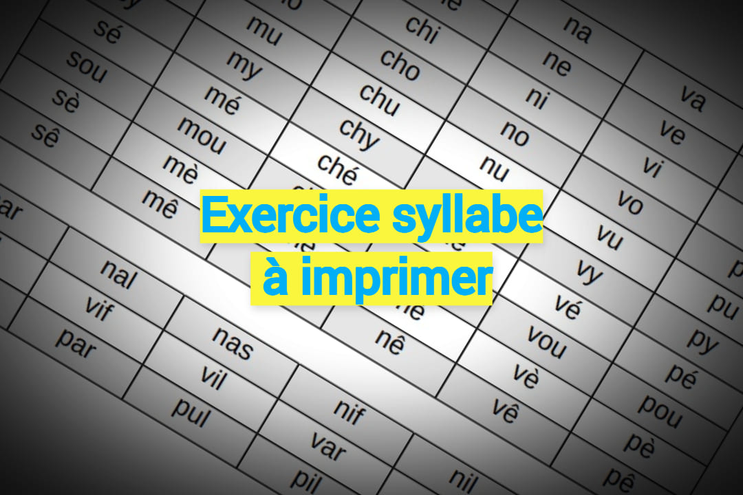 exercices syllabe à imprimer