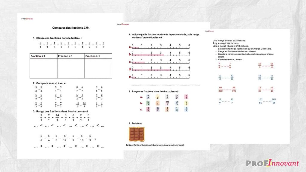 Comparaison des fractions CM1