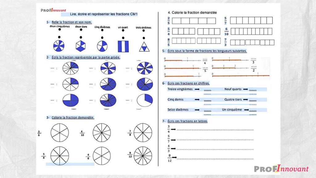 Exercices de fraction CM1