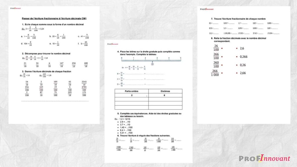 Exercices de fraction à imprimer