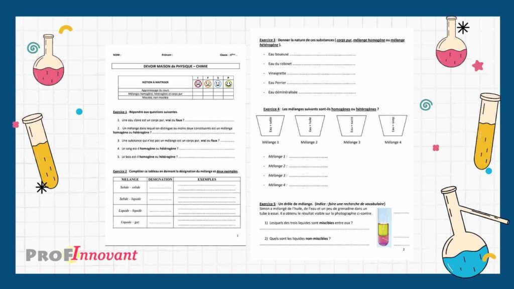 Devoir maison physique chimie 6ème