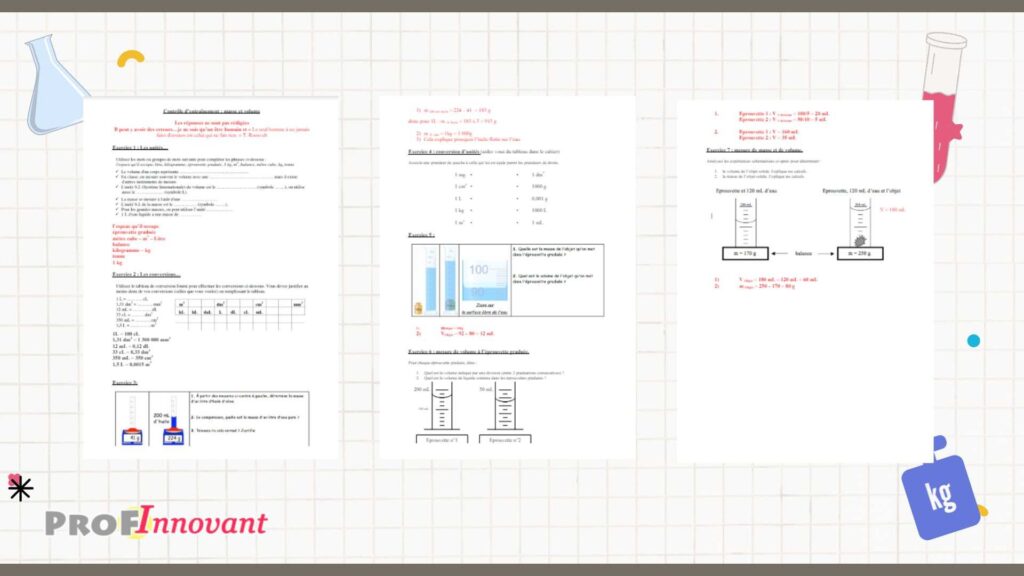 Évaluation masse et volume