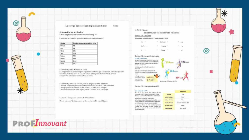 Évaluations de physique chimie 6ème