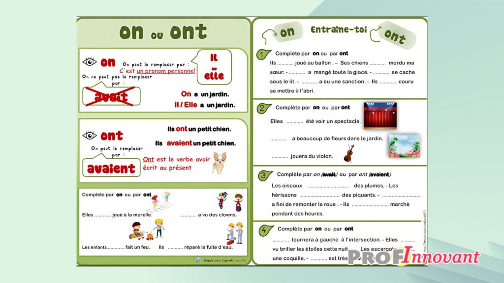 Exercices sur ON et ONT PDF à imprimer