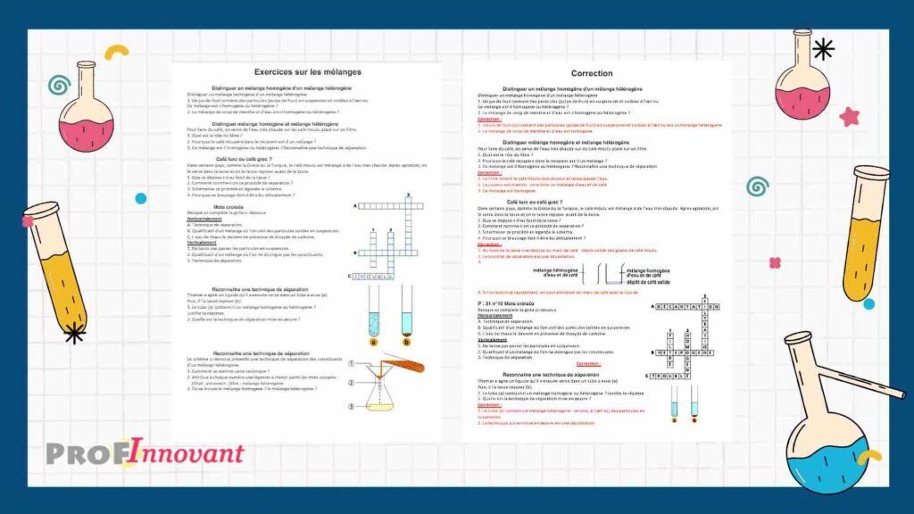 Exercices sur les mélanges 6ème