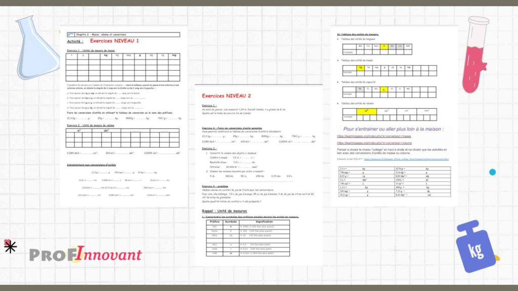 Masse, volume et conversions