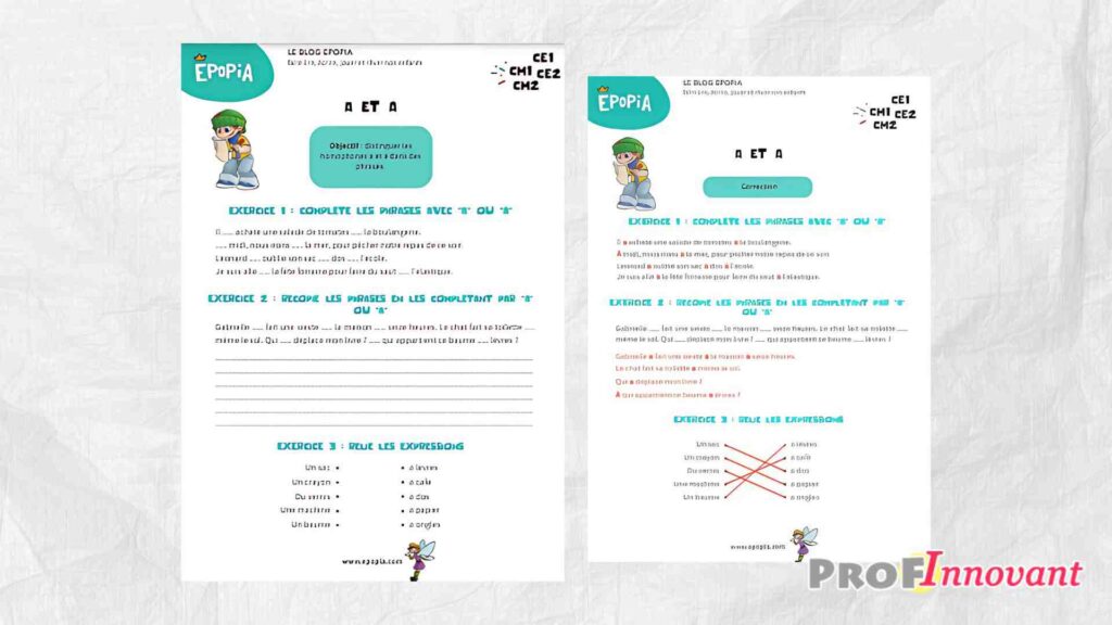 Exercice a ou à CM1 à imprimer