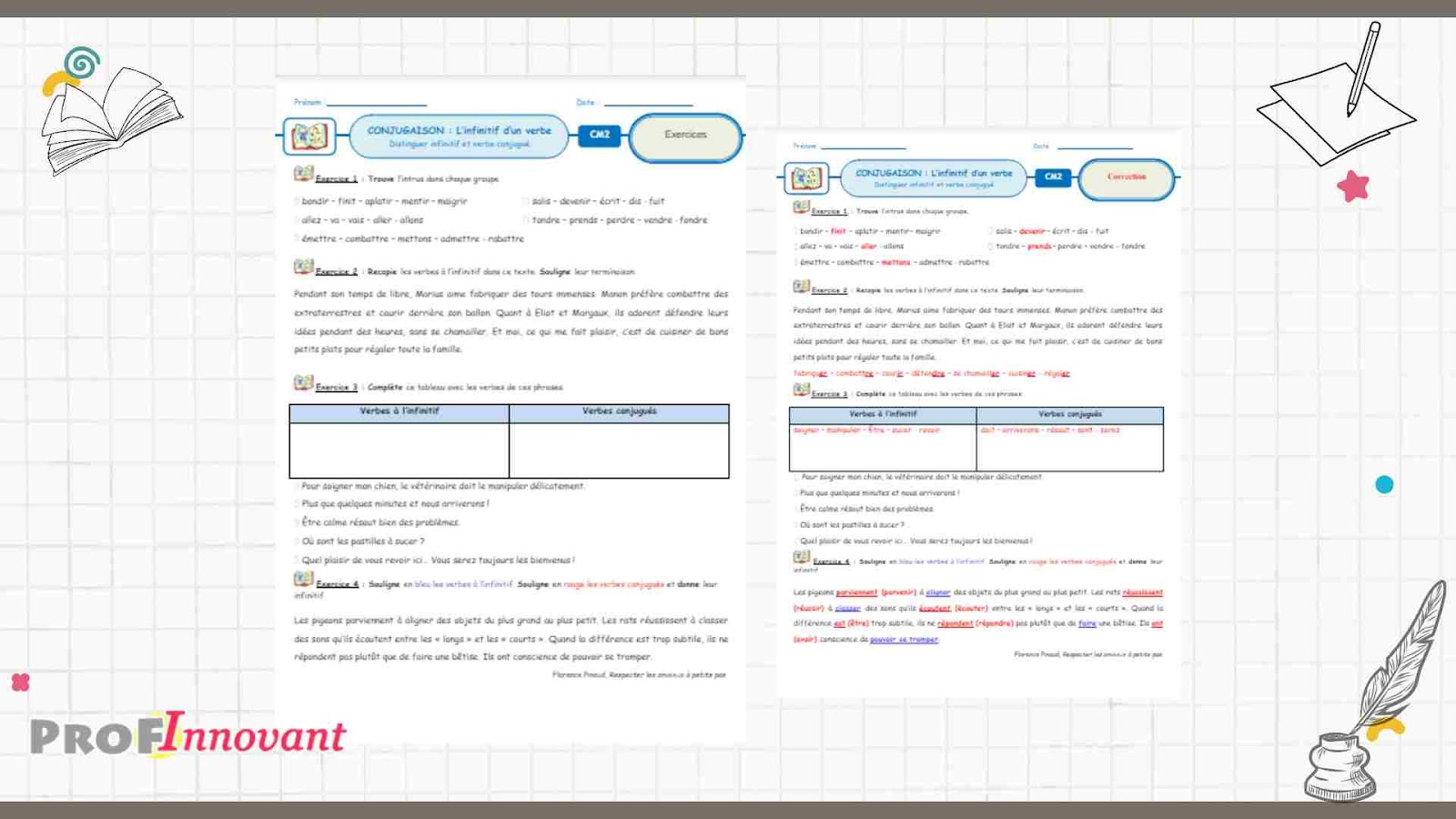 exercices conjugaison à l'infinitif CM2