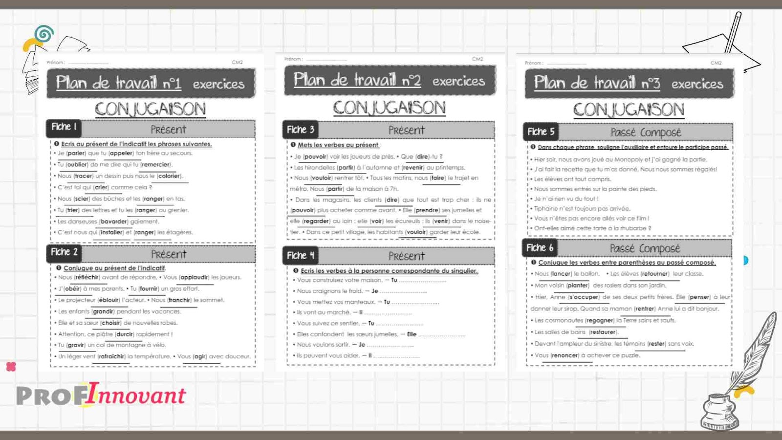 conjugaison au présent de l'indicatif CM2