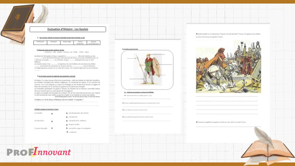 fiche évaluation histoire cm1 sur les Gaulois