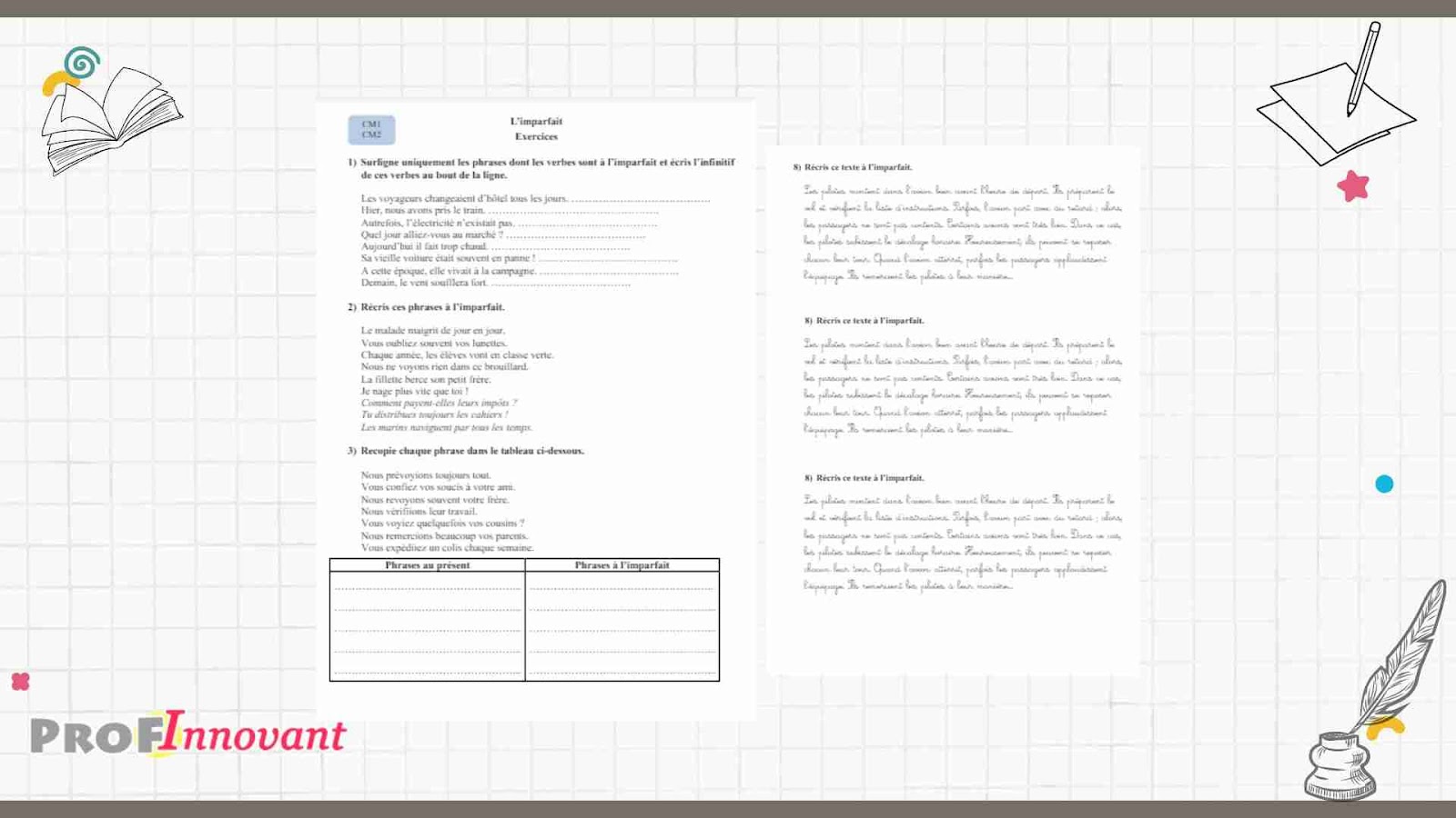 exercices de conjugaison à l'imparfait CM2