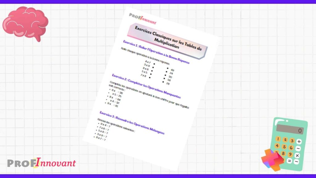 Exercices sur les tables de multiplication